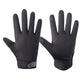 Black full-finger cycling gloves with textured grip and touch-screen fingertips