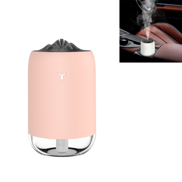 Pink car humidifier night light aroma diffuser with black top and mist nozzle