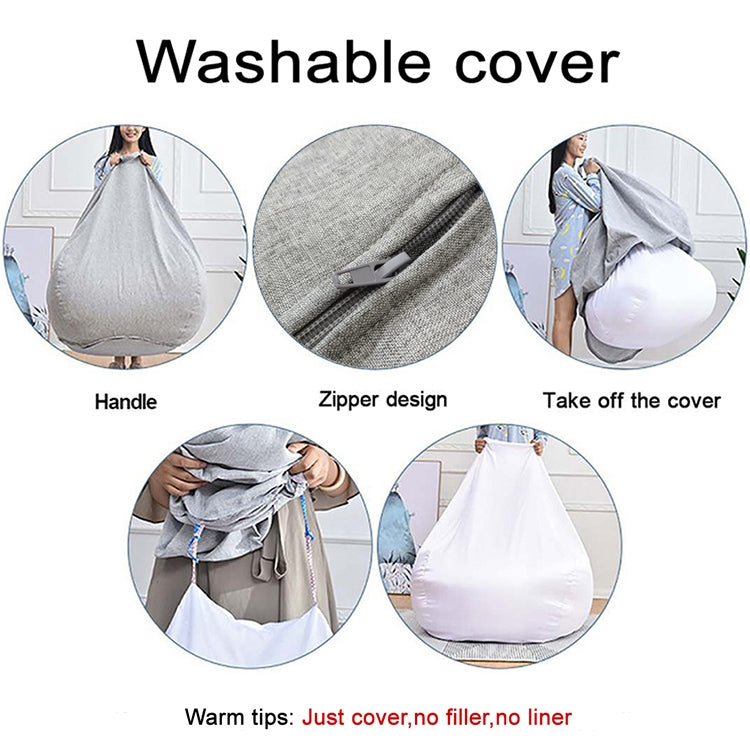 Gray bean bag chair fabric cover with handle and zipper design, cover only