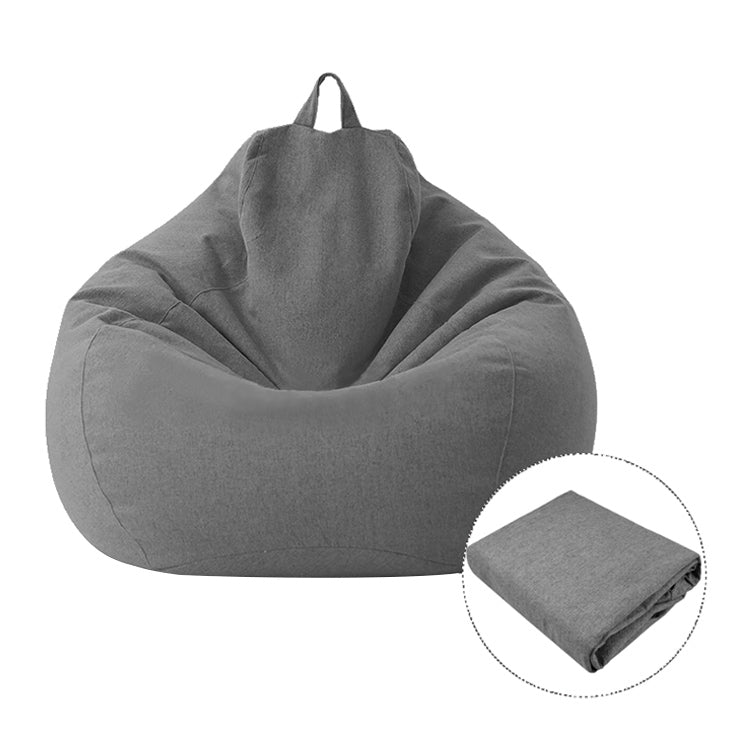 Dark gray fabric bean bag chair cover with carry handles and stitched seams