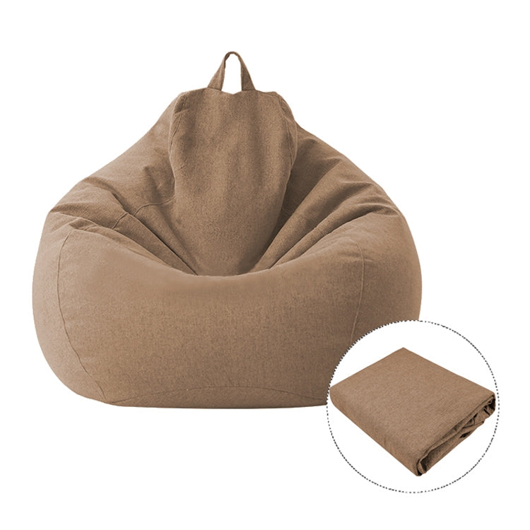 Brown bean bag chair fabric cover with tall back and carrying handles