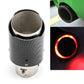 Carbon fiber exhaust tip with stainless end and red glowing LED ring (front view)