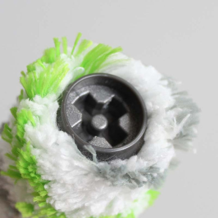 Vacuum brush roller end cap with star-shaped drive opening, white and neon green fibers
