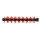 Black vacuum brush roller with bright red bristles along the edge