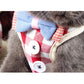 Red and white check-pattern dog chest harness vest with snap buttons and rope
