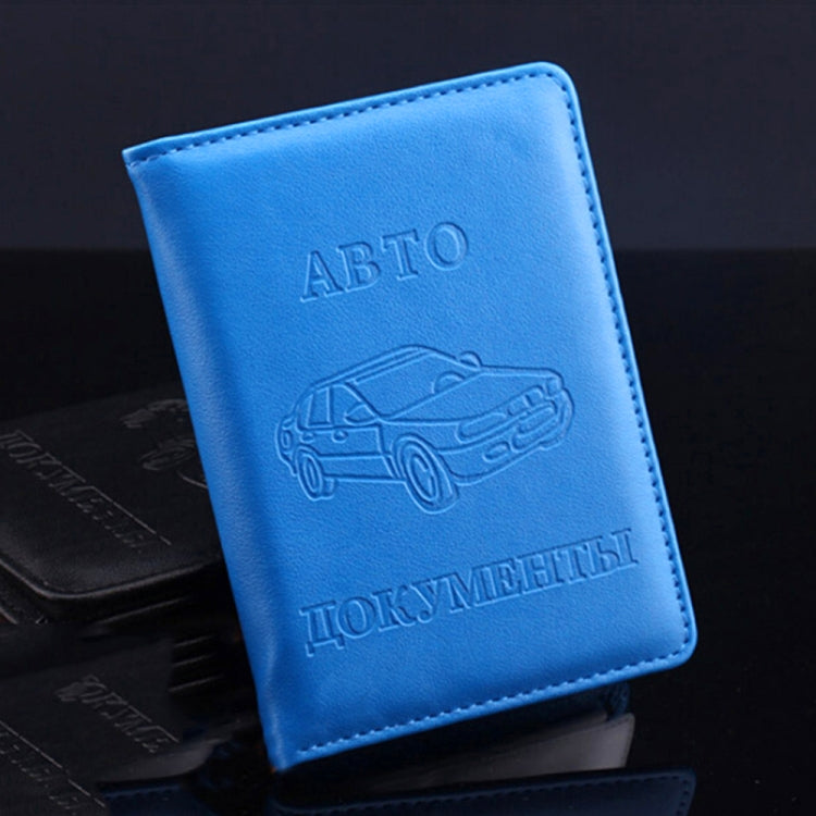 Blue PU leather license card holder with embossed ABTO and car logo