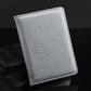 White PU leather license card holder with embossed ABTO and car logo