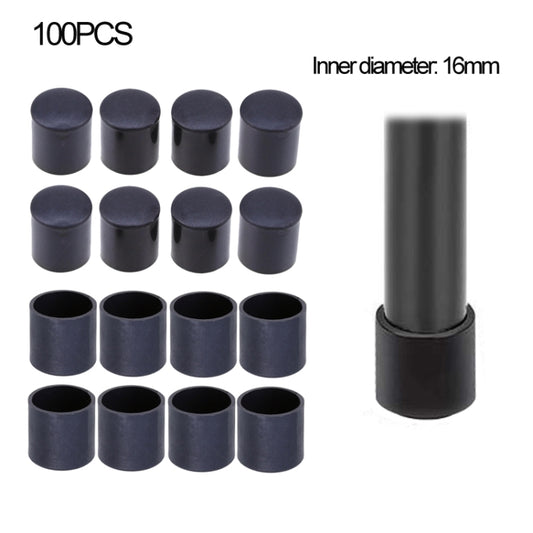 100 PCS Plastic Chair Feet Protectors Black Anti-skid Furniture Legs Table Base Cap Floor Protector Cover, 16mm, 19mm, 22mm, 25mm