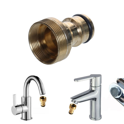 Brass faucet adapter with black O-ring seal and male threaded connector