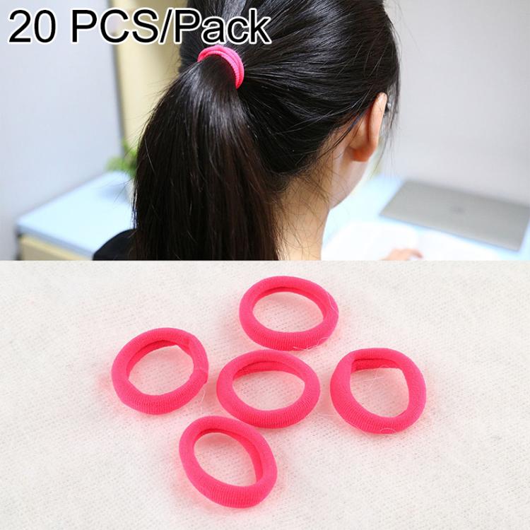 Kids elastic hair bands, hot pink rubber rings for ponytails and braids