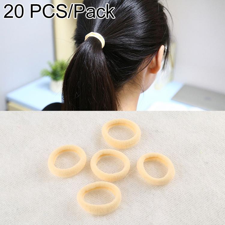 Girls ponytail rubber bands set, light beige elastic loops for hair ties