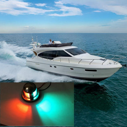 Stainless steel two-color marine LED signal light, glowing red and green
