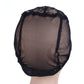 Black lace mesh hair net cap, back view with elastic rim