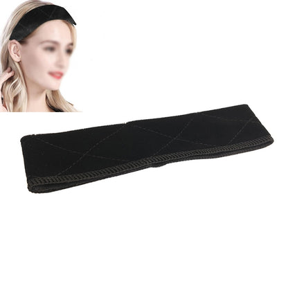 Black velvet wig fixed headband with braided trim