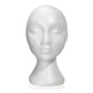 White foam mannequin head with facial features, front view for displaying wigs
