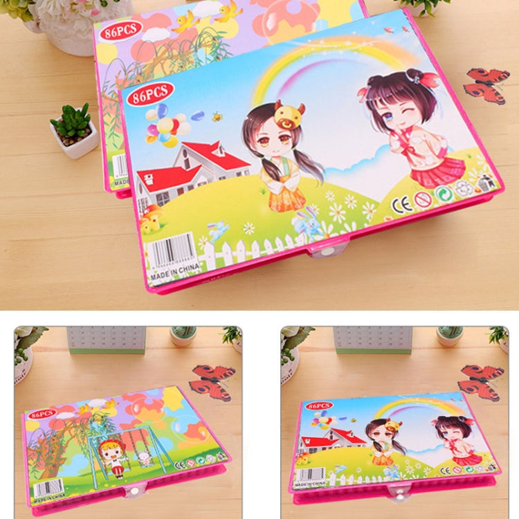 Kids drawing art set box with colorful illustration and rainbow scene