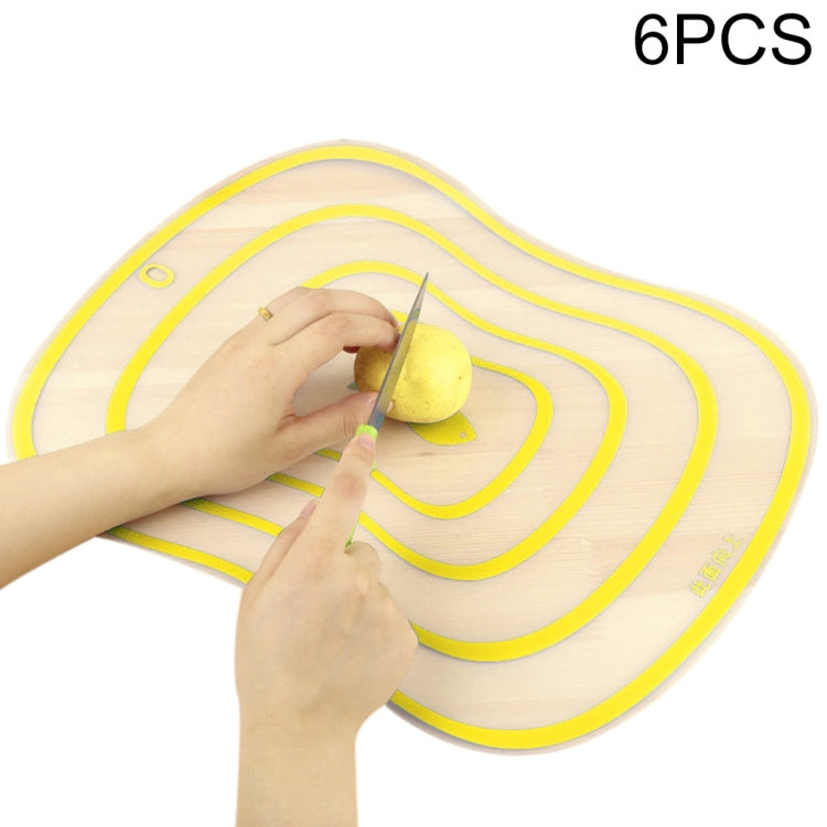 Set of 6 flexible transparent PP chopping boards with yellow wavy cutting grooves