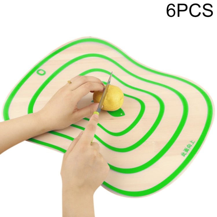Set of 6 flexible transparent PP chopping boards with green wavy cutting grooves