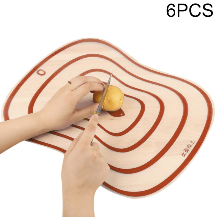 Set of 6 flexible transparent PP chopping boards with brown wavy cutting grooves