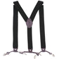 Adjustable trouser suspenders with black elastic straps and leather-look center patch