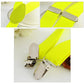 Neon yellow suspenders set with adjustable strap and silver metal clip details