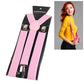Light pink adjustable shoulder straps with round center patch and metal clips