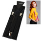 Black adjustable suspenders with round center patch and silver metal clips