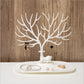 White antler jewelry organizer display with hooks and flat tray for rings and accessories