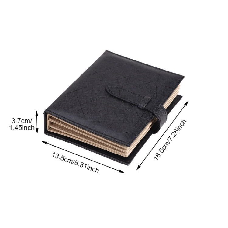 Black PU leather necklace jewelry storage box organizer with flap closure, folded open