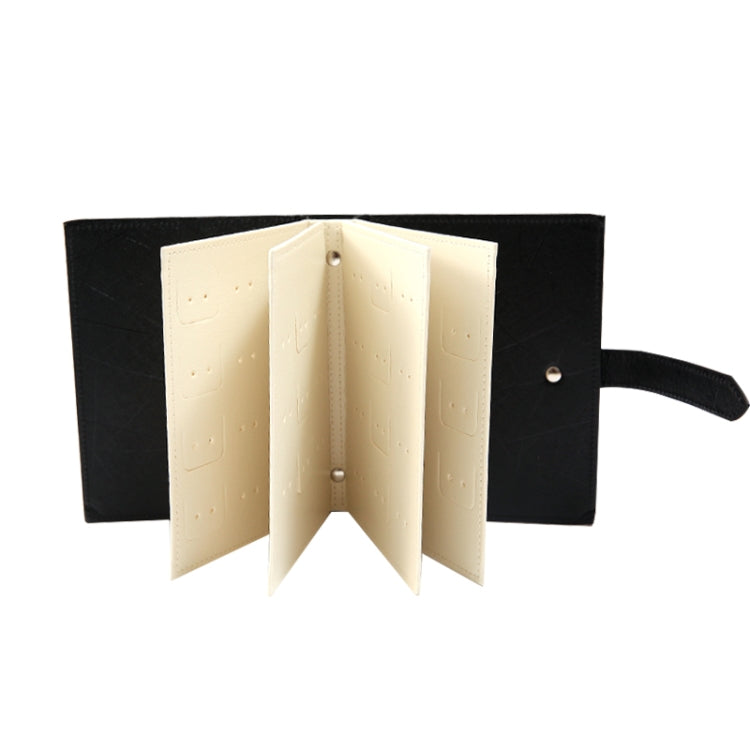 Black and cream PU leather jewelry storage box organizer with inner folding panels