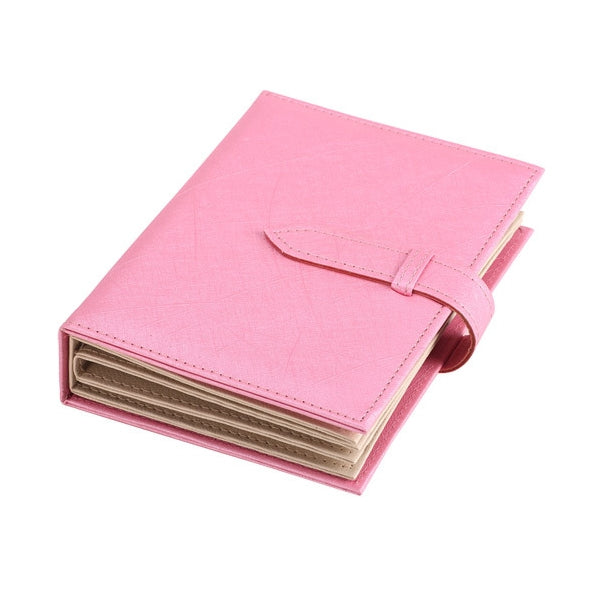 Rose pink PU leather necklace jewelry storage box organizer with front flap and buckle strap