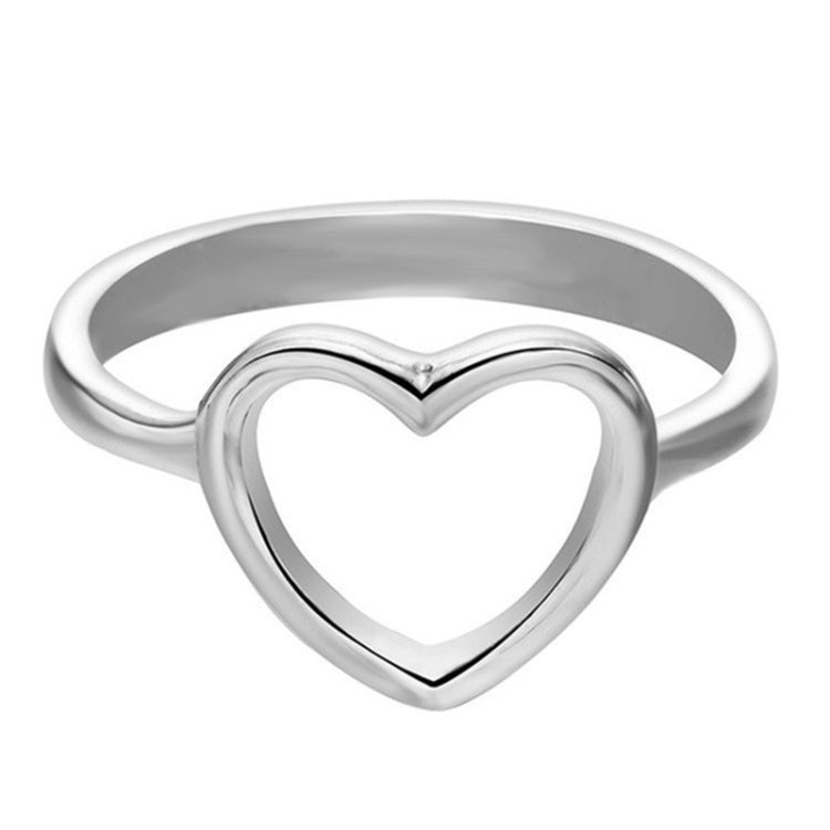 Silver-tone heart-shaped wedding ring with double band