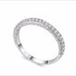 Double-row cubic zirconia wedding ring in silver-tone metal