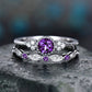 Stacked ring set with purple round center zircon and round purple side stones