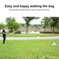 Retractable dog leash with extended line while walking a small dog in a park