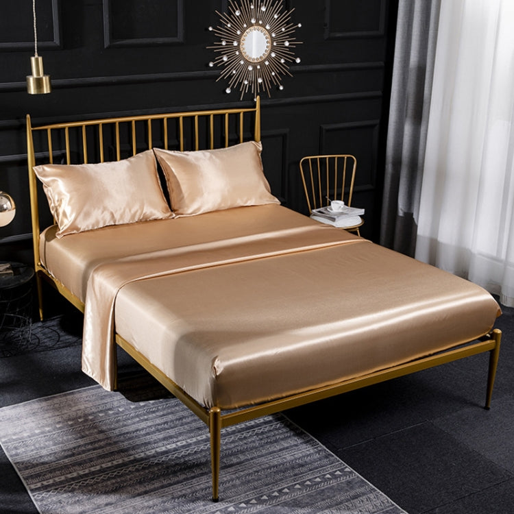 Camel satin-look sheet and pillowcase set with fitted and flat sheet