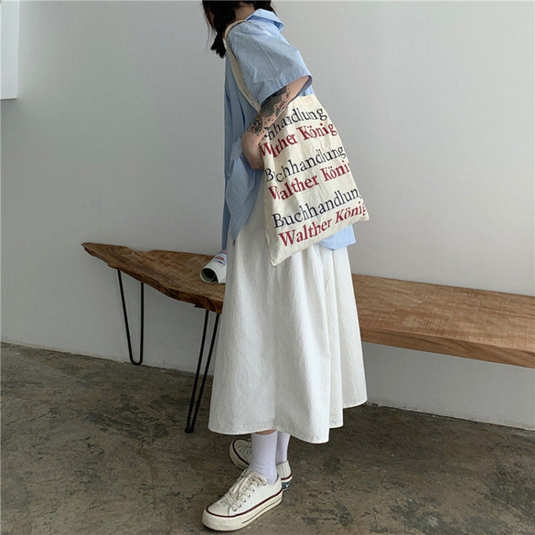 White high-waist A-line midi skirt with a full, loose flare