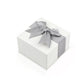 Flannel grey jewelry gift box with large bow knot ribbon on lid