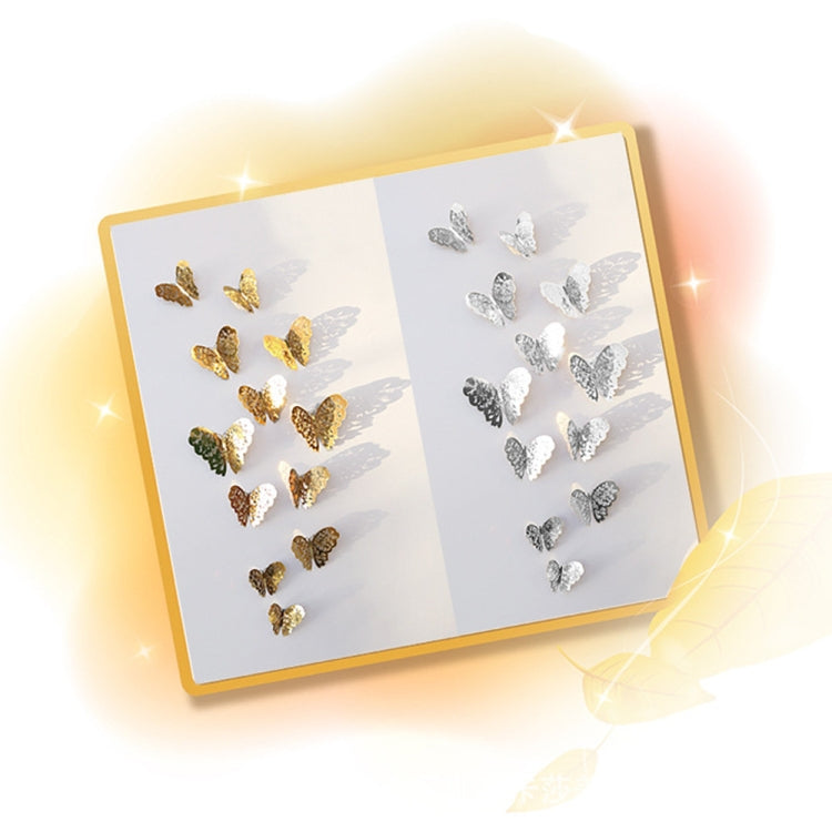 3D hollow butterfly wall sticker set, gold and silver butterflies in a frame