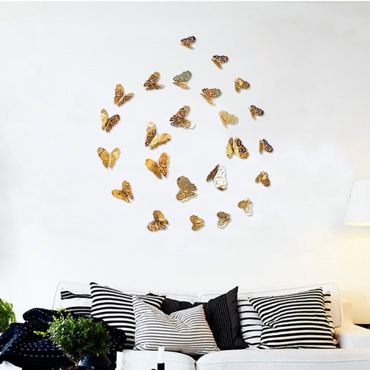 3D hollow butterfly wall stickers in gold, scattered butterflies set