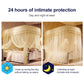 U-shaped three-door floor mosquito net with cream lace canopy and sheer hanging curtains