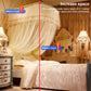 U-shaped three-door floor mosquito net with cream lace canopy and side hanging curtains