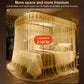 Large retractable three-door mosquito net canopy with lace-trimmed top in beige