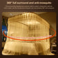 360-style retractable mosquito net canopy with lace-trimmed top in beige