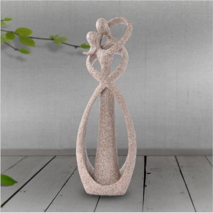 Sandstone cameo statue featuring heart arms and a looping oval center, textured beige.