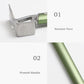 Green tent stake mallet details: perforated hammer face and frosted handle