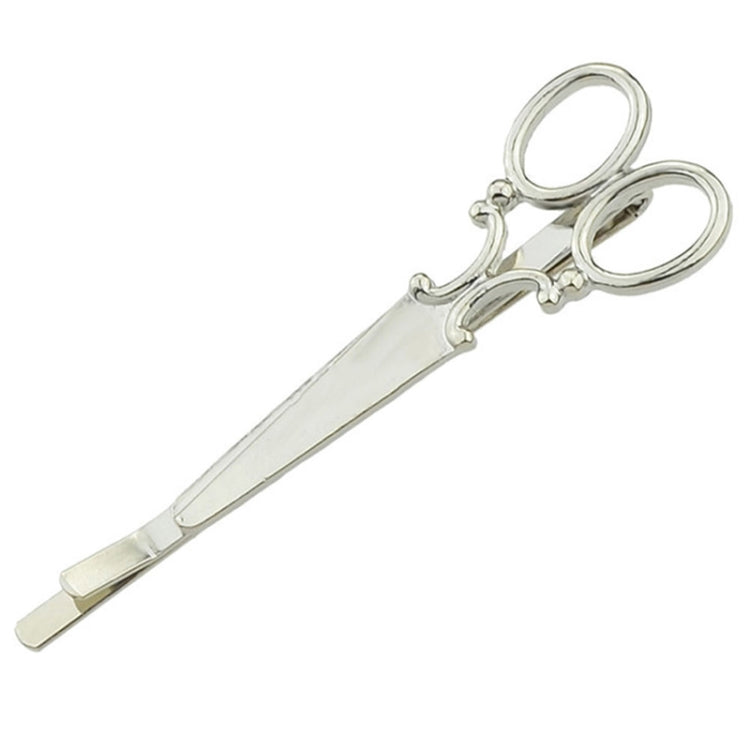 Silver hair clip with long bar and two oval rings, ornamental hairpin