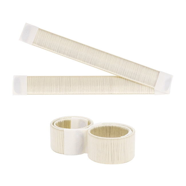 3-piece hair bun maker set with donut rings and elastic hair bands, cream and light brown