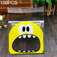 Yellow monster-mouth cookie gift plastic bag with printed face and clear window