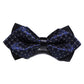 Detachable men's bow tie with dark blue square pattern and black center strap